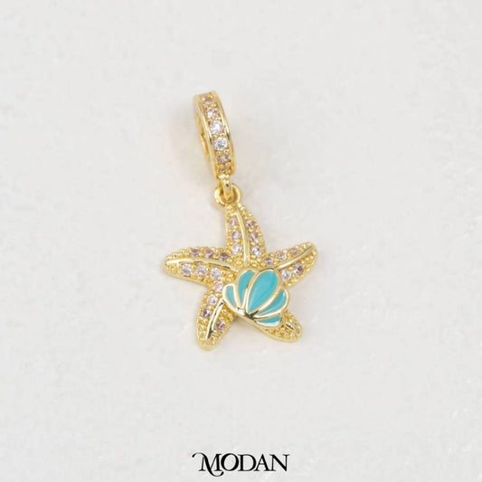 Blue Clam Pearl Starfish Pendant DIY Pendant Liontin Kerang Bintang Laut Hypoallergenic Gold Filled