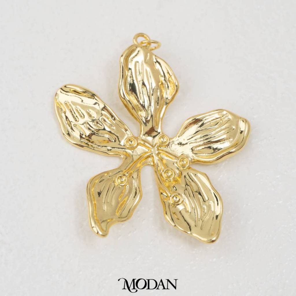 Vintage Plain Textured Floral 3D Flower Pendant DIY Pendant Liontin Bunga Polos Hypoallergenic Gold Filled