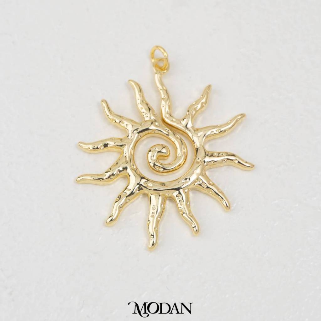 Spiral Sunburst Pendant DIY Pendant Liontin Matahari Hypoallergenic Gold Filled