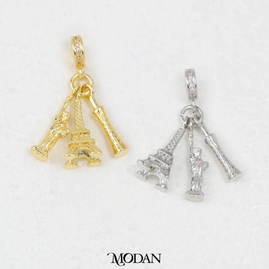 Iconic Landmark Town City DIY Pendant Liontin Bandul Kalung Menara Kota Hypoallergenic Gold Filled