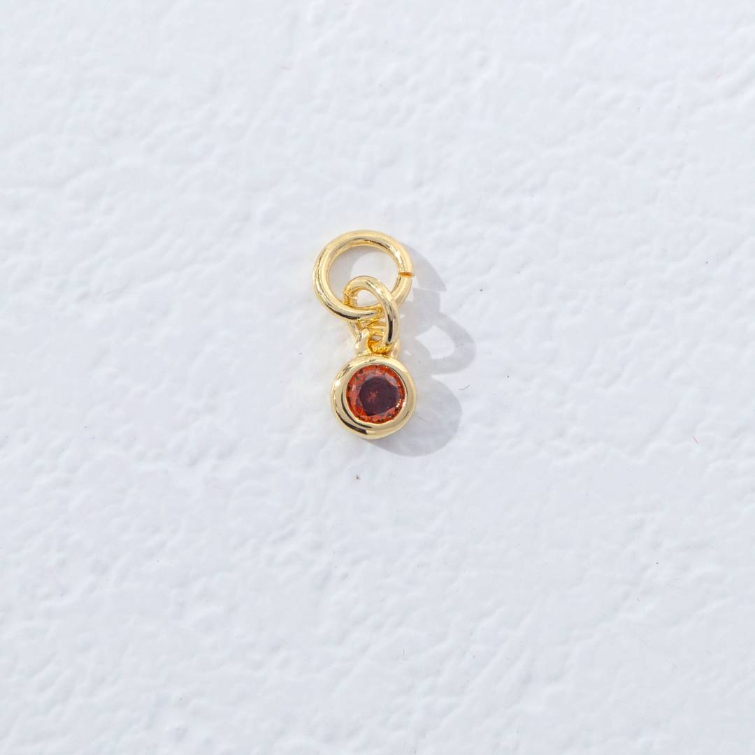 Mini Colorful Plain Round Birthstone Charm DIY Charm Liontin Kalung Bulat Polos Kecil Bulan Lahir Warna-Warni Hypoallergenic Gold Filled