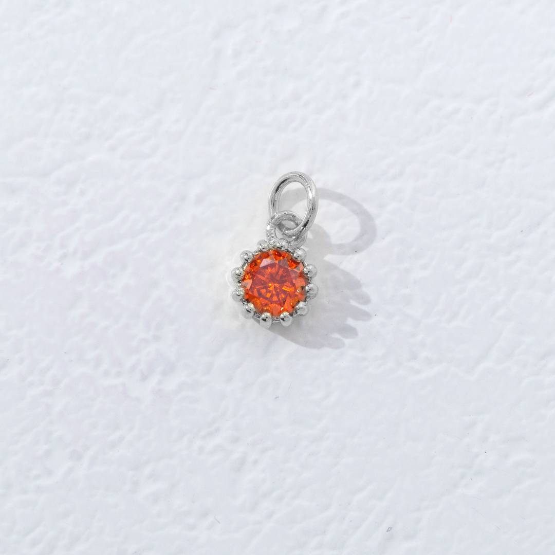 Mini Colorful Birthstone Charm DIY Charm Liontin Kalung Bulan Lahir Bulat 12 Sisi Hypoallergenic Gold Filled