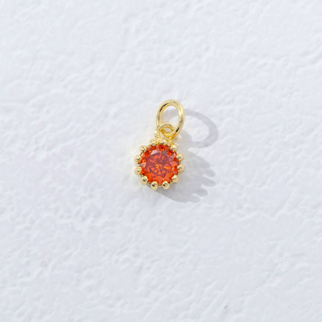 Mini Colorful Birthstone Charm DIY Charm Liontin Kalung Bulan Lahir Bulat 12 Sisi Hypoallergenic Gold Filled