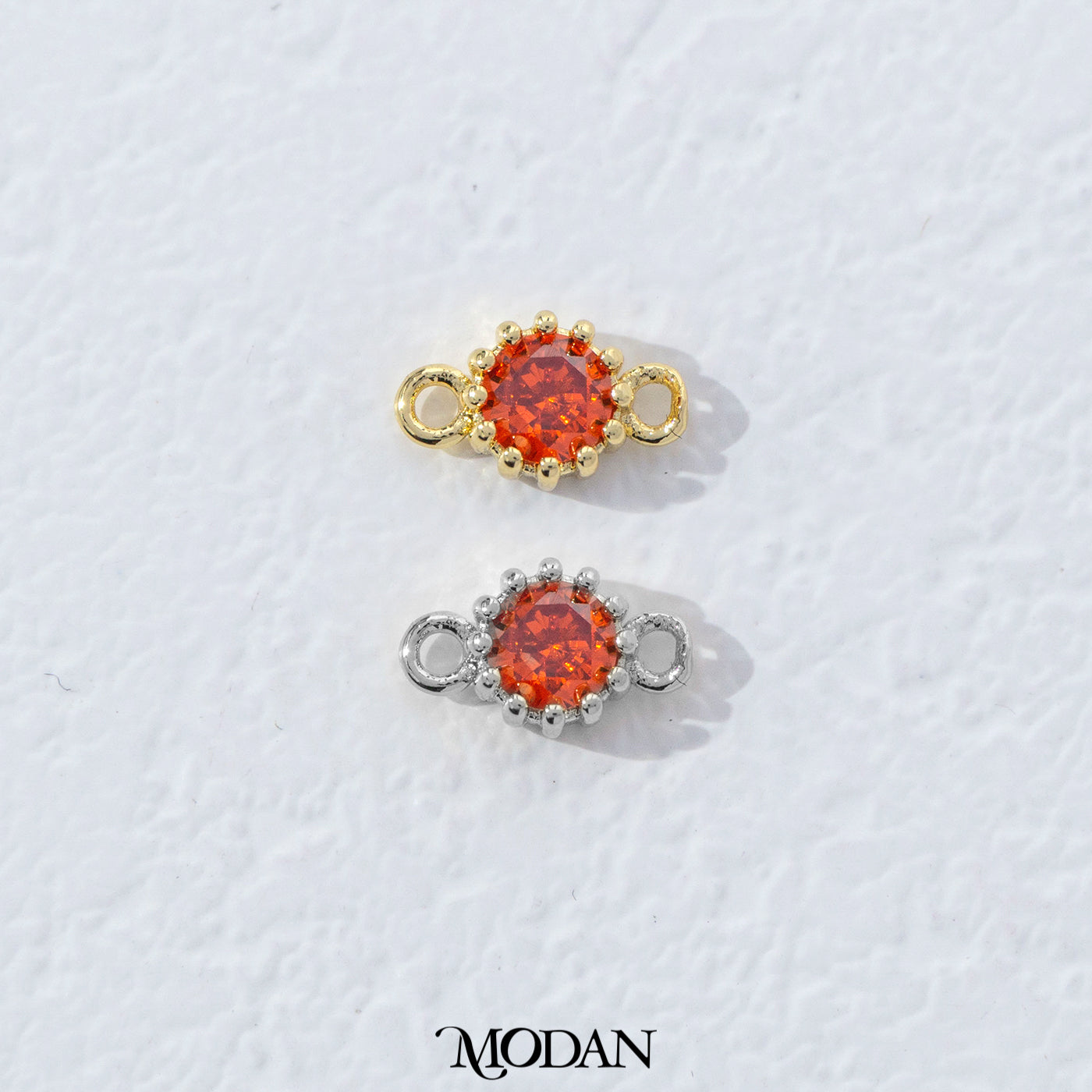 Mini Textured Birthstone DIY Connector Liontin Bulan Lahir Warna-Warni Hypoallergenic Gold Filled