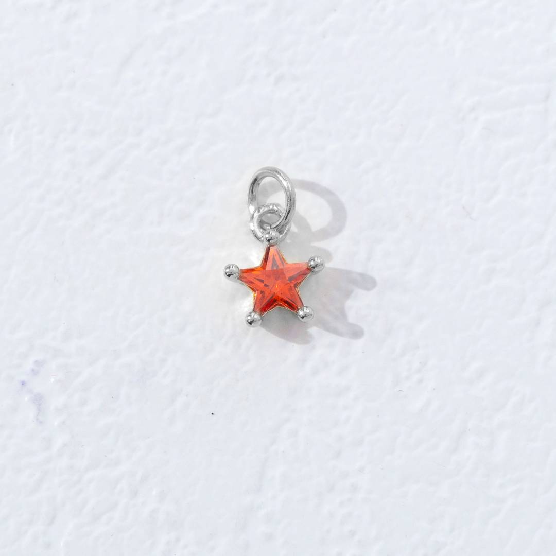 Mini Colorful Star Birthstone Charm DIY Charm Liontin Kalung Bintang Polos Kecil Bulan Lahir Warna-Warni Hypoallergenic Gold Filled