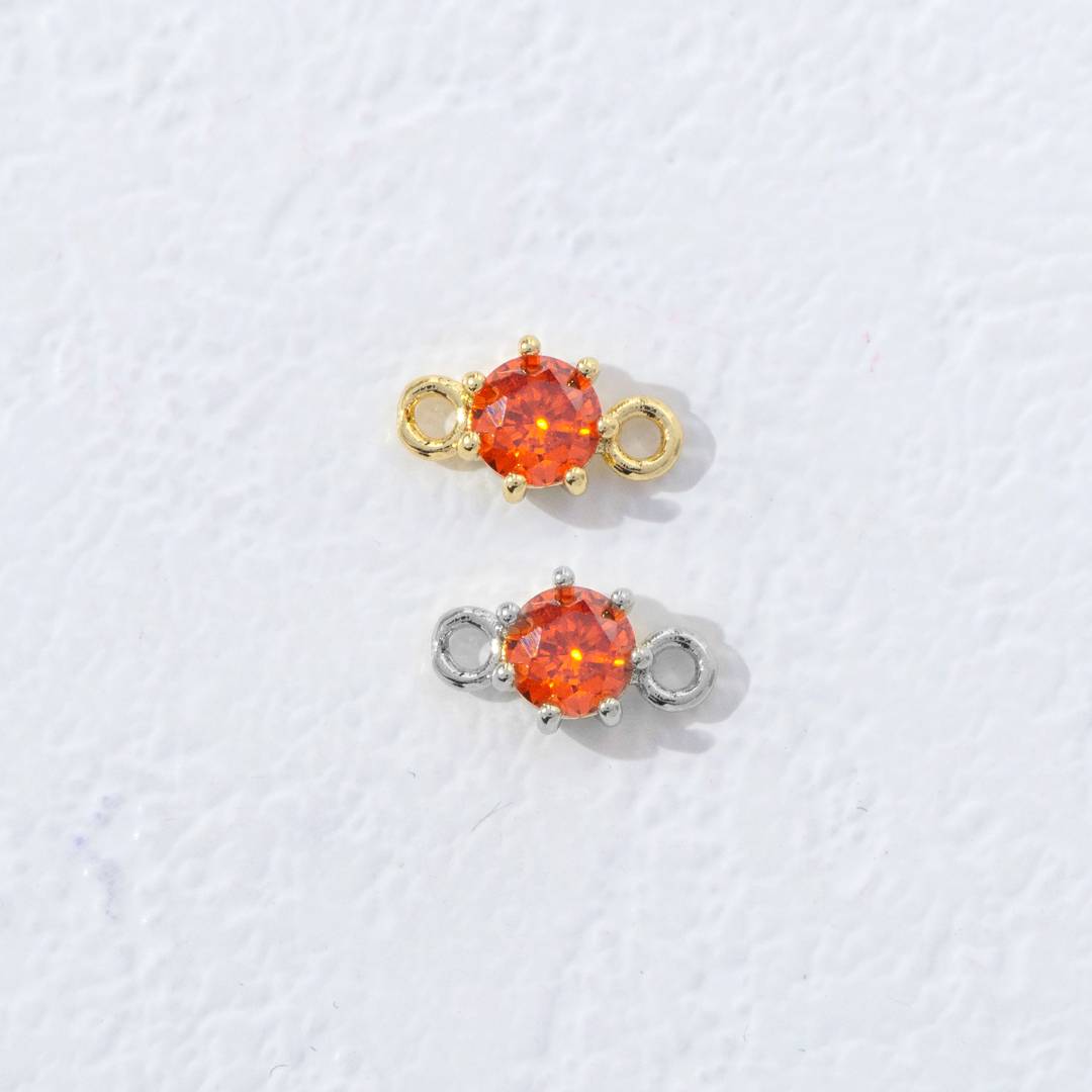 Colorful Round Birthstone DIY Connector Liontin Bulan Lahir Warna-Warni Hypoallergenic Gold Filled