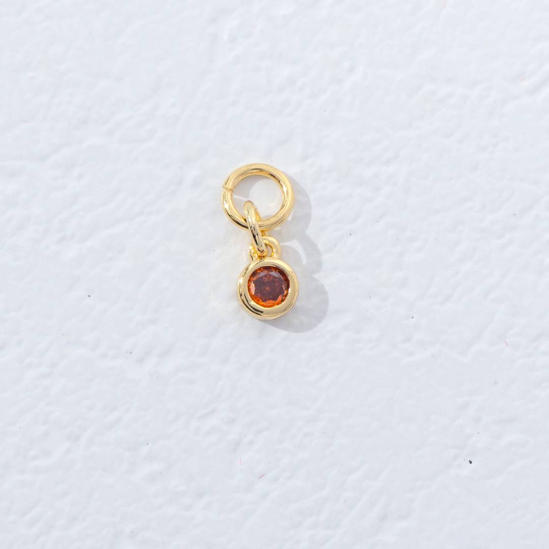 Mini Colorful Plain Round Birthstone Charm DIY Charm Liontin Kalung Bulat Polos Kecil Bulan Lahir Warna-Warni Hypoallergenic Gold Filled