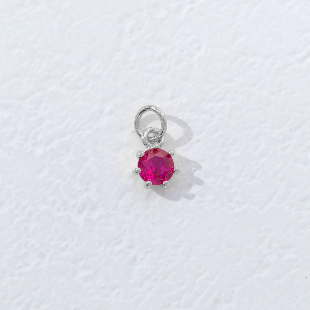 Mini Colorful Round Birthstone Charm DIY Charm Liontin Kalung Bulat 6 Sisi Bulan Lahir Warna-Warni Hypoallergenic Gold Filled