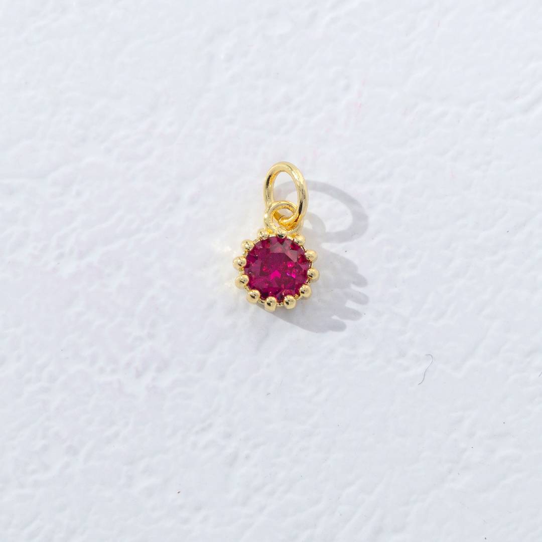 Mini Colorful Birthstone Charm DIY Charm Liontin Kalung Bulan Lahir Bulat 12 Sisi Hypoallergenic Gold Filled