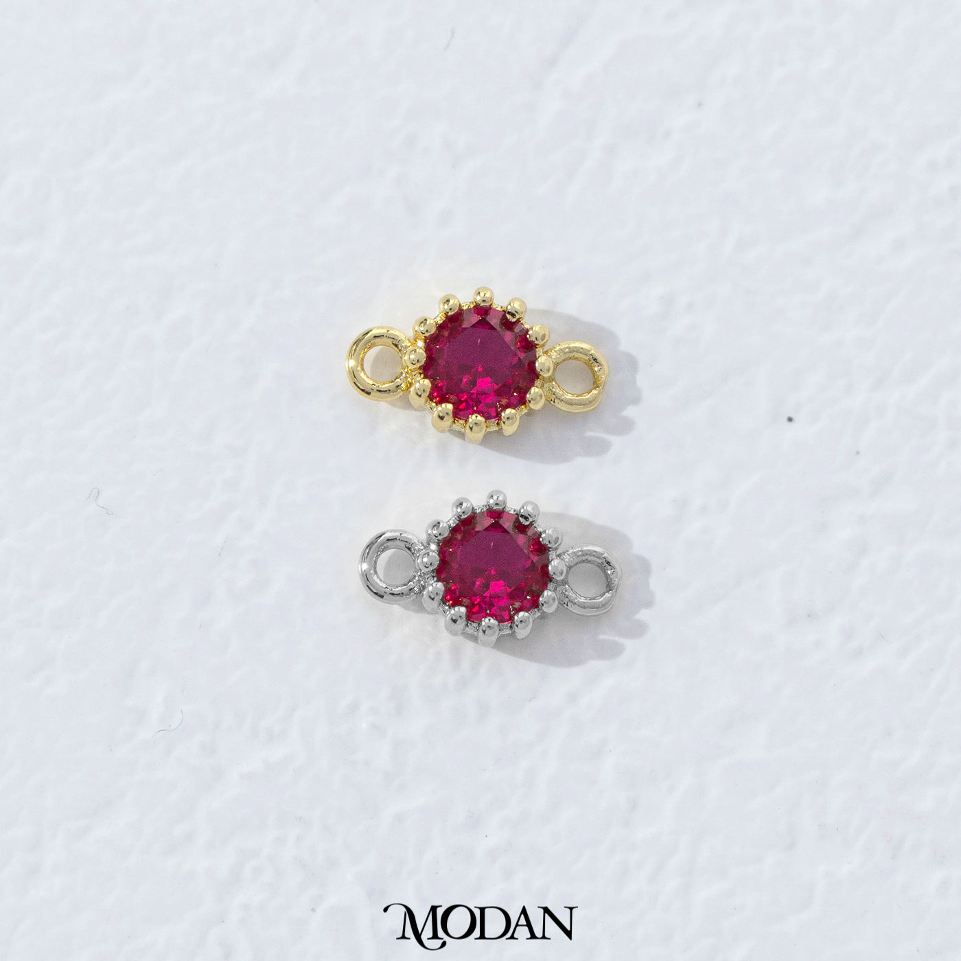 Mini Textured Birthstone DIY Connector Liontin Bulan Lahir Warna-Warni Hypoallergenic Gold Filled