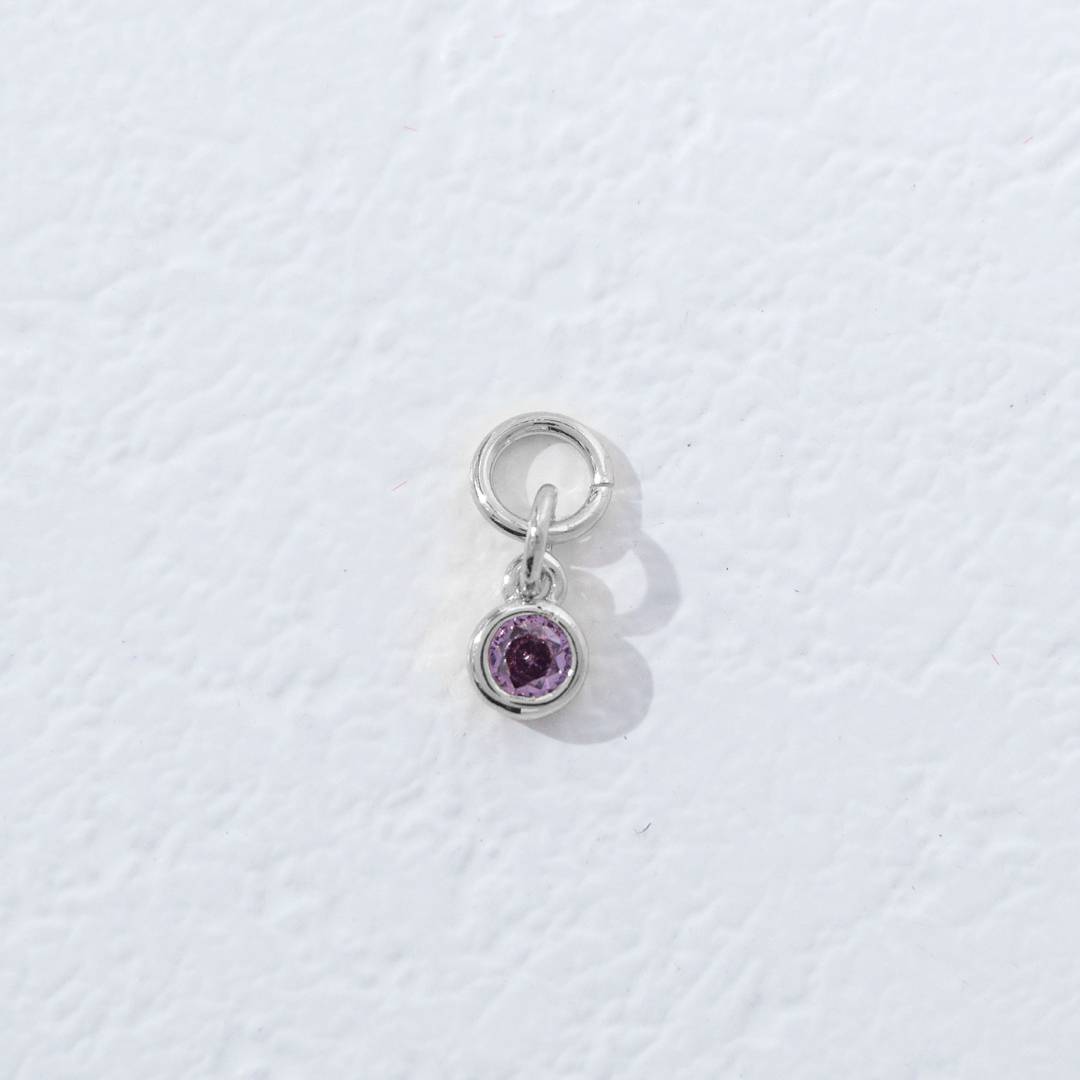Mini Colorful Plain Round Birthstone Charm DIY Charm Liontin Kalung Bulat Polos Kecil Bulan Lahir Warna-Warni Hypoallergenic Gold Filled
