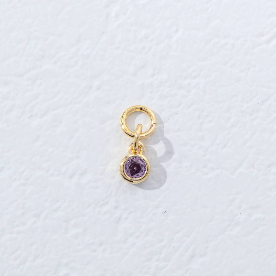 Mini Colorful Plain Round Birthstone Charm DIY Charm Liontin Kalung Bulat Polos Kecil Bulan Lahir Warna-Warni Hypoallergenic Gold Filled