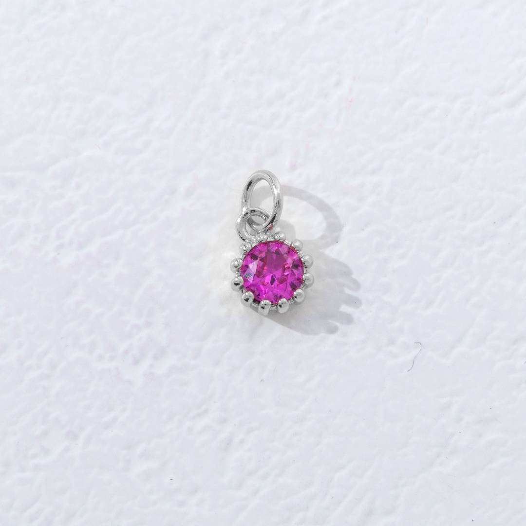 Mini Colorful Birthstone Charm DIY Charm Liontin Kalung Bulan Lahir Bulat 12 Sisi Hypoallergenic Gold Filled