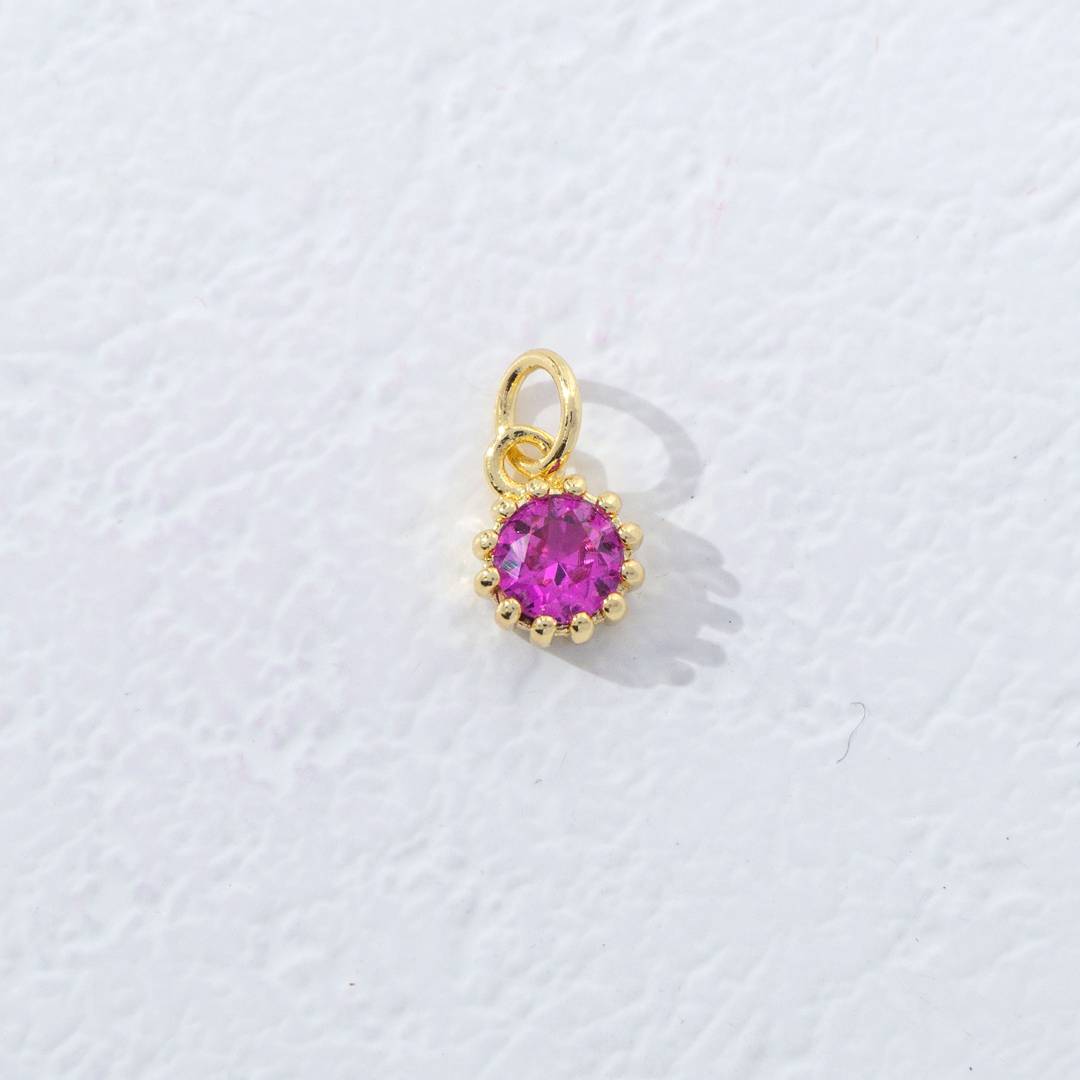 Mini Colorful Birthstone Charm DIY Charm Liontin Kalung Bulan Lahir Bulat 12 Sisi Hypoallergenic Gold Filled