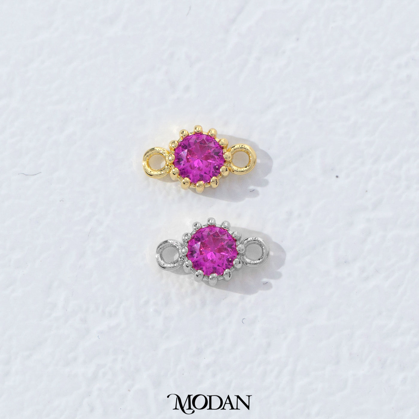 Mini Textured Birthstone DIY Connector Liontin Bulan Lahir Warna-Warni Hypoallergenic Gold Filled