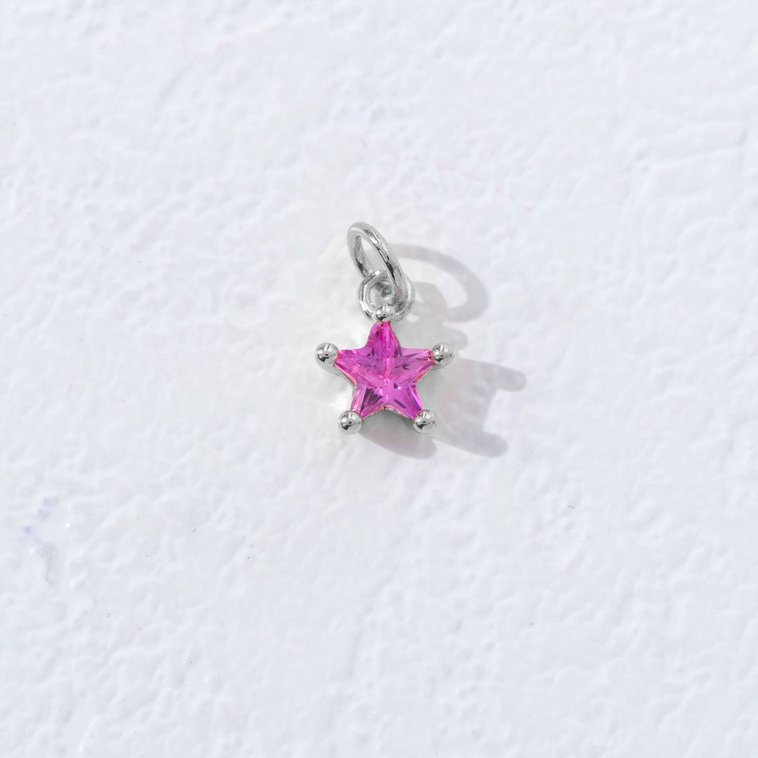 Mini Colorful Star Birthstone Charm DIY Charm Liontin Kalung Bintang Polos Kecil Bulan Lahir Warna-Warni Hypoallergenic Gold Filled