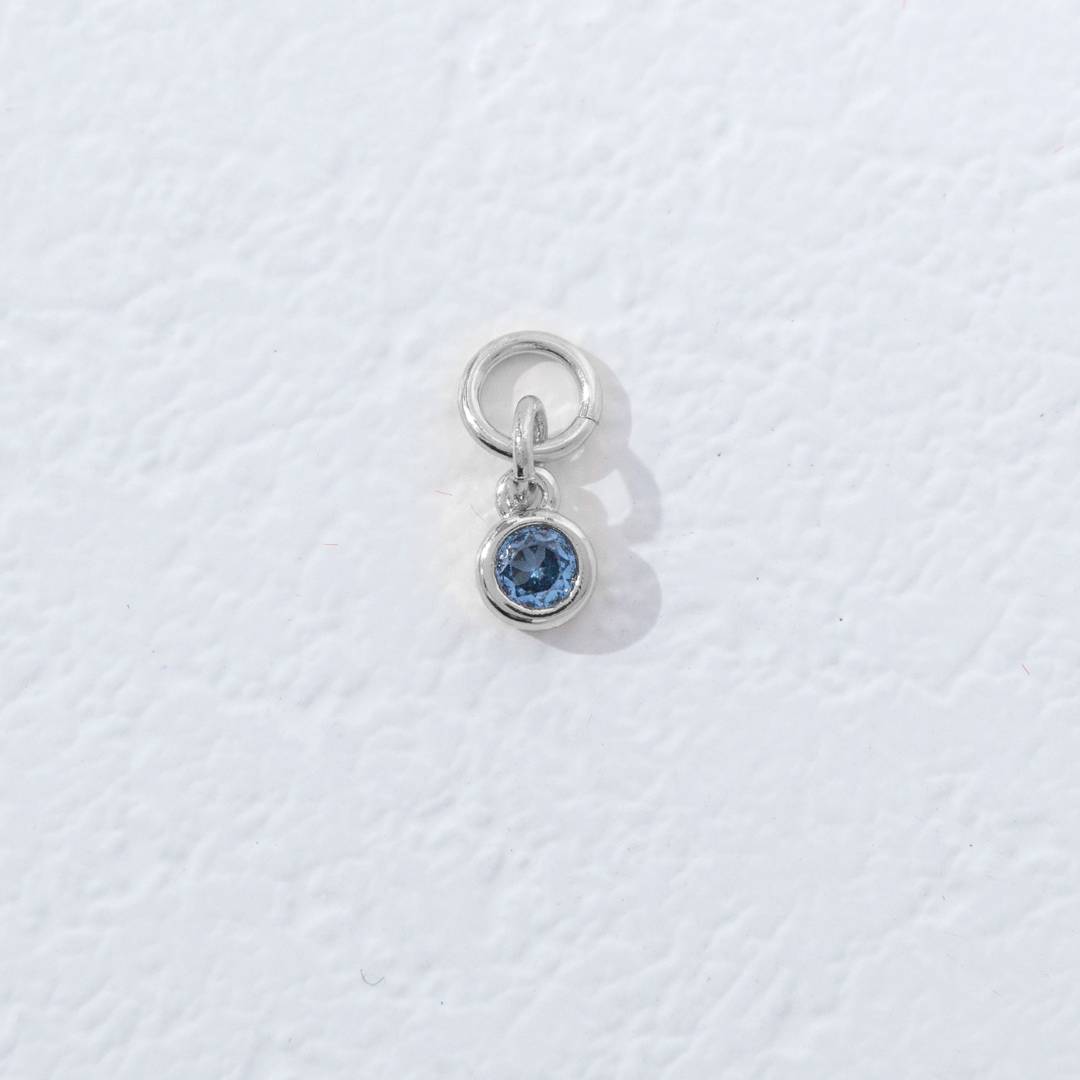 Mini Colorful Plain Round Birthstone Charm DIY Charm Liontin Kalung Bulat Polos Kecil Bulan Lahir Warna-Warni Hypoallergenic Gold Filled