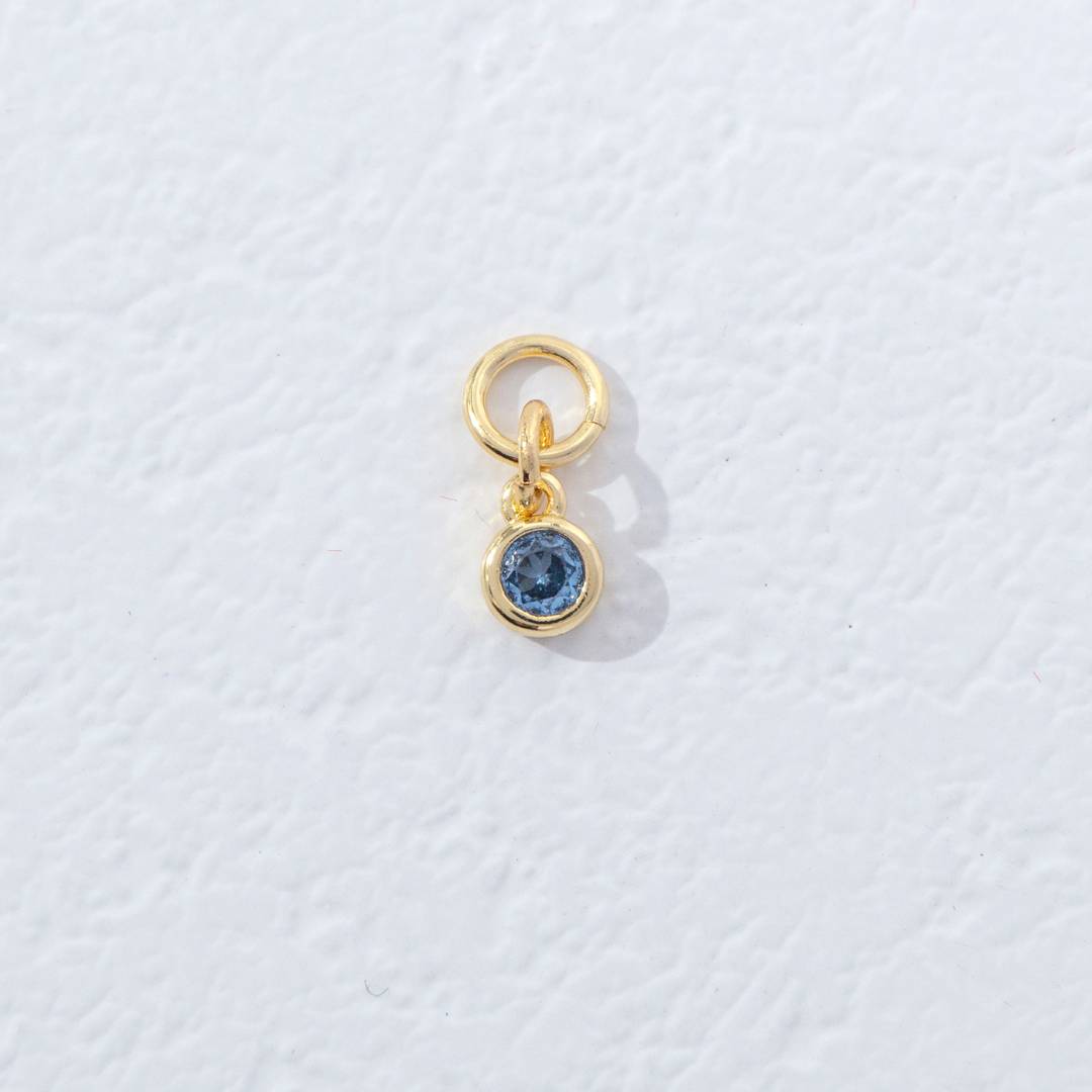 Mini Colorful Plain Round Birthstone Charm DIY Charm Liontin Kalung Bulat Polos Kecil Bulan Lahir Warna-Warni Hypoallergenic Gold Filled
