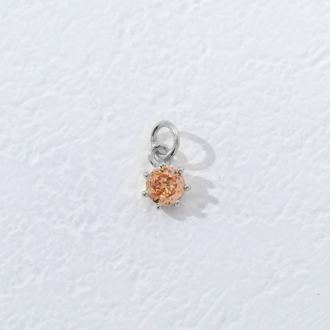 Mini Colorful Round Birthstone Charm DIY Charm Liontin Kalung Bulat 6 Sisi Bulan Lahir Warna-Warni Hypoallergenic Gold Filled