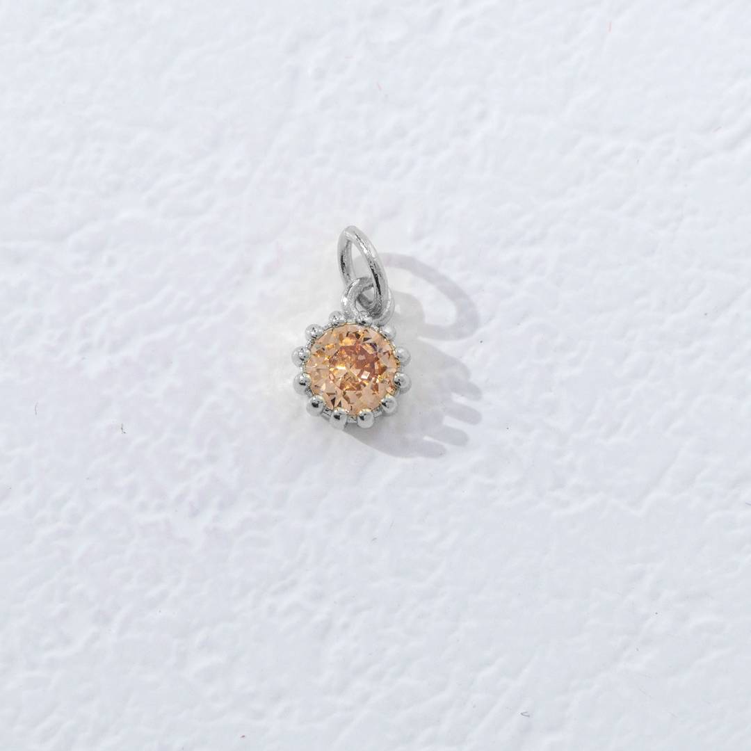Mini Colorful Birthstone Charm DIY Charm Liontin Kalung Bulan Lahir Bulat 12 Sisi Hypoallergenic Gold Filled
