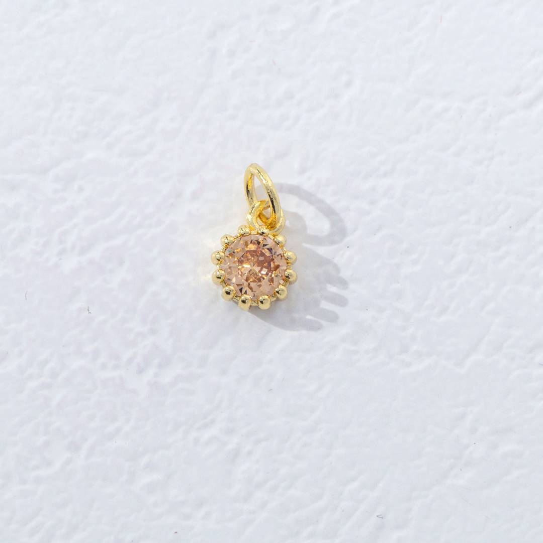 Mini Colorful Birthstone Charm DIY Charm Liontin Kalung Bulan Lahir Bulat 12 Sisi Hypoallergenic Gold Filled