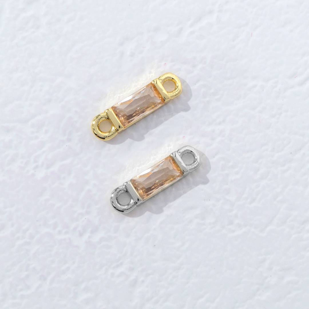 Colorful Rectangular Princess Cut Birthstone DIY Connector Liontin Bulan Lahir Warna-Warni Hypoallergenic Gold Filled
