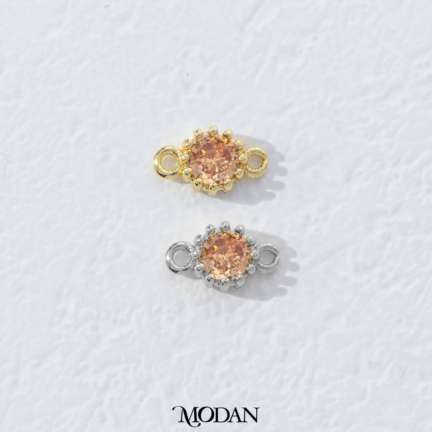 Mini Textured Birthstone DIY Connector Liontin Bulan Lahir Warna-Warni Hypoallergenic Gold Filled