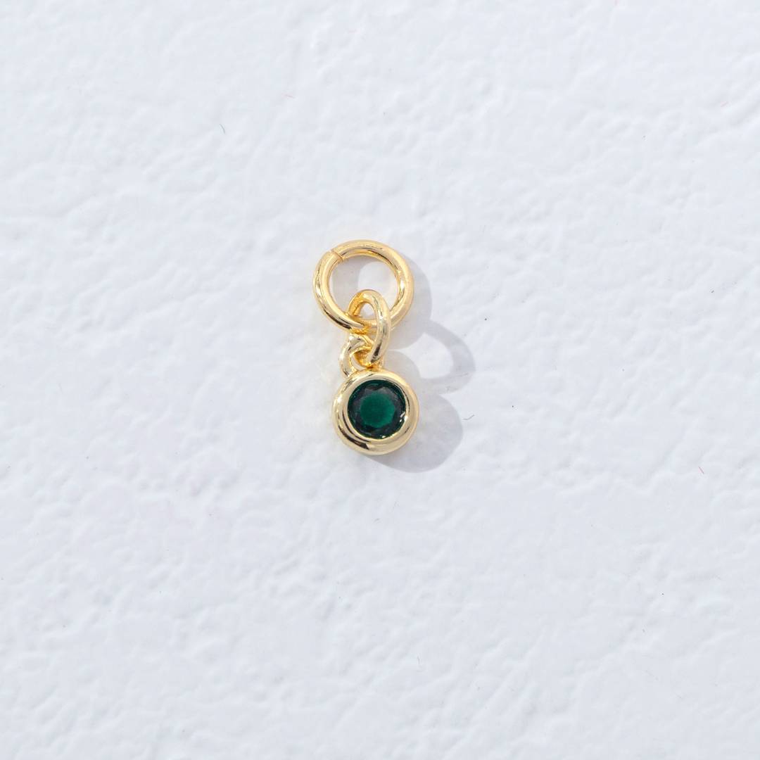 Mini Colorful Plain Round Birthstone Charm DIY Charm Liontin Kalung Bulat Polos Kecil Bulan Lahir Warna-Warni Hypoallergenic Gold Filled
