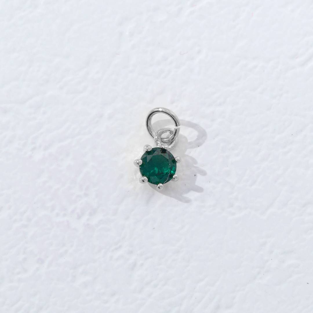 Mini Colorful Round Birthstone Charm DIY Charm Liontin Kalung Bulat 6 Sisi Bulan Lahir Warna-Warni Hypoallergenic Gold Filled