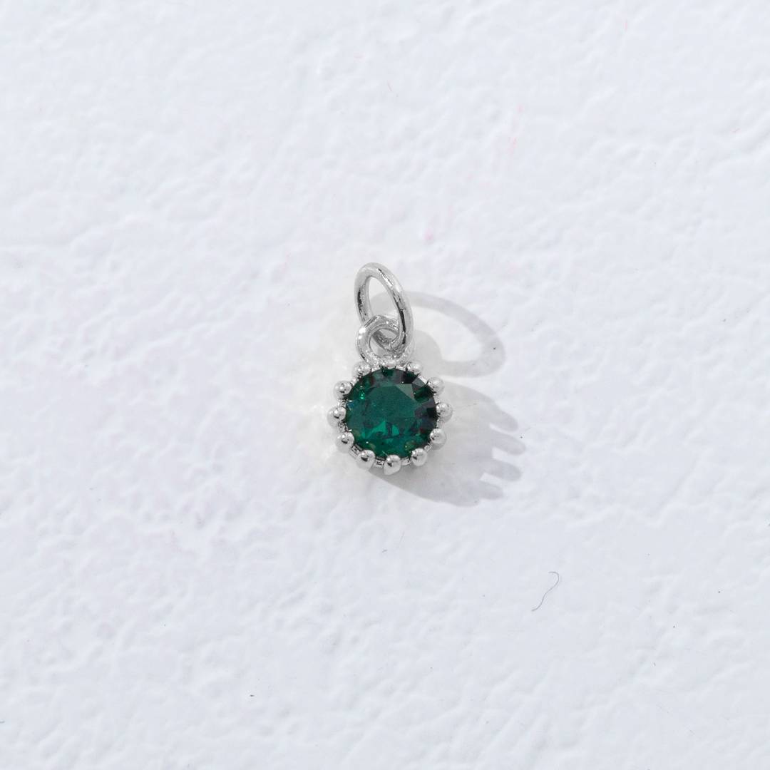 Mini Colorful Birthstone Charm DIY Charm Liontin Kalung Bulan Lahir Bulat 12 Sisi Hypoallergenic Gold Filled