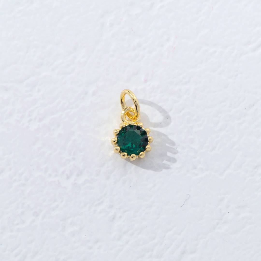 Mini Colorful Birthstone Charm DIY Charm Liontin Kalung Bulan Lahir Bulat 12 Sisi Hypoallergenic Gold Filled