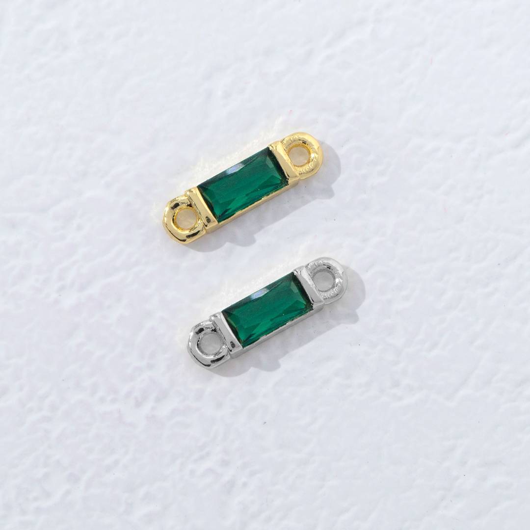 Colorful Rectangular Princess Cut Birthstone DIY Connector Liontin Bulan Lahir Warna-Warni Hypoallergenic Gold Filled