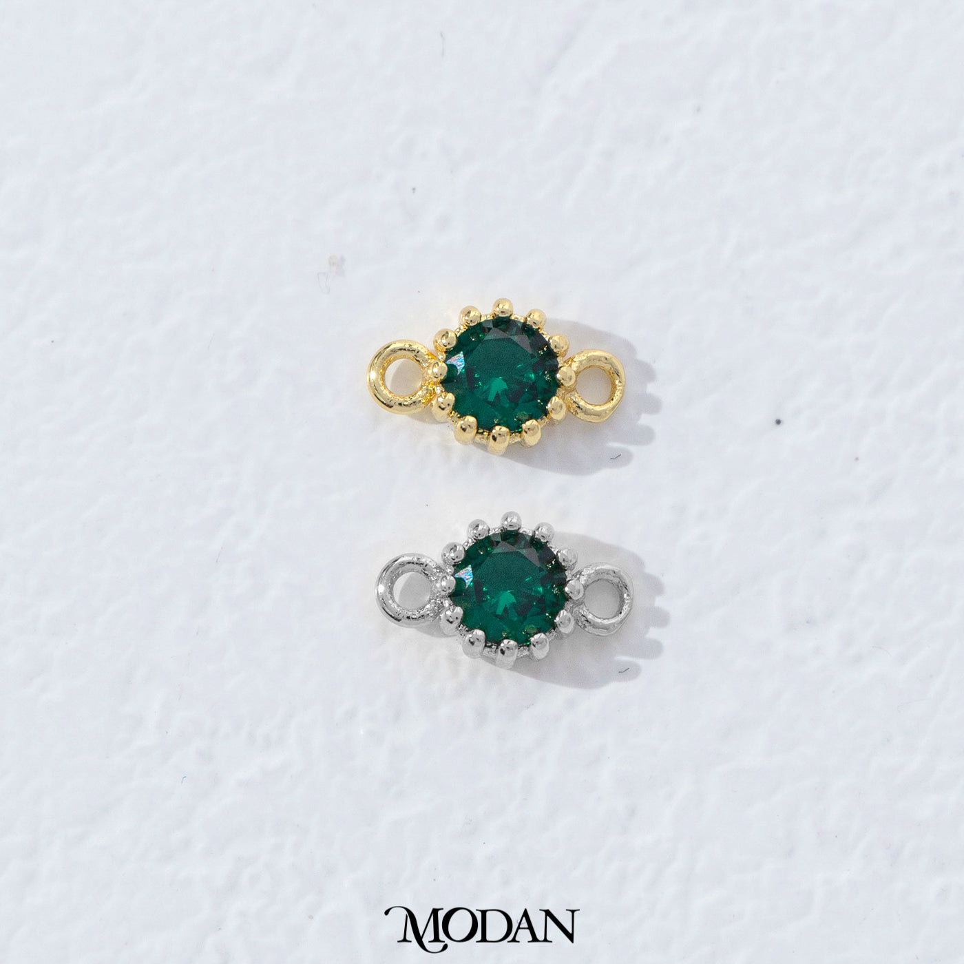 Mini Textured Birthstone DIY Connector Liontin Bulan Lahir Warna-Warni Hypoallergenic Gold Filled