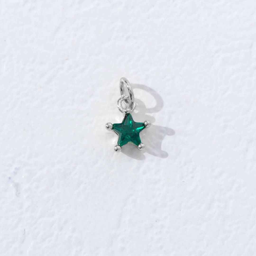 Mini Colorful Star Birthstone Charm DIY Charm Liontin Kalung Bintang Polos Kecil Bulan Lahir Warna-Warni Hypoallergenic Gold Filled
