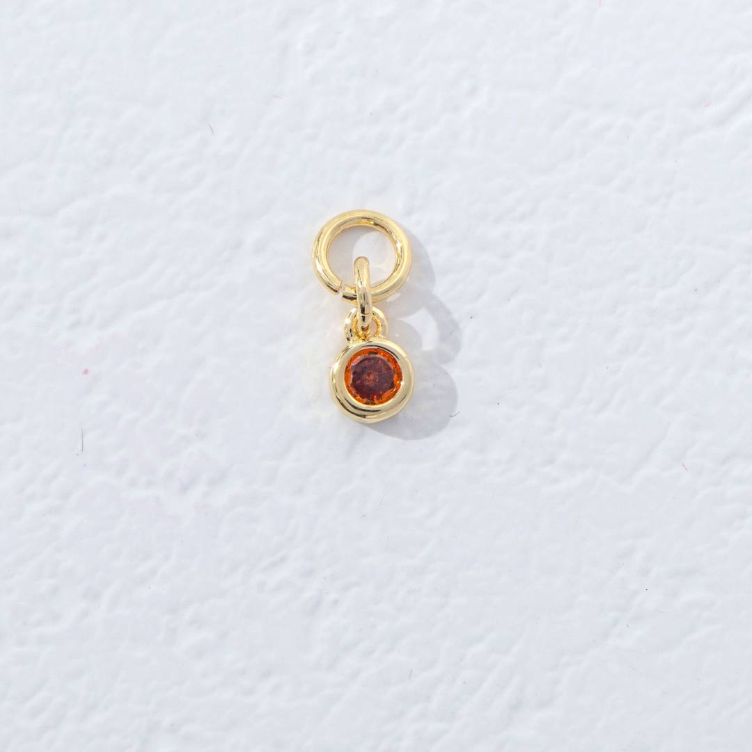 Mini Colorful Plain Round Birthstone Charm DIY Charm Liontin Kalung Bulat Polos Kecil Bulan Lahir Warna-Warni Hypoallergenic Gold Filled