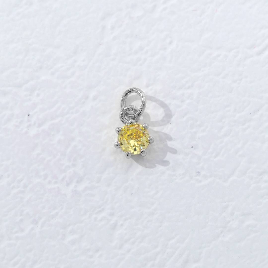 Mini Colorful Round Birthstone Charm DIY Charm Liontin Kalung Bulat 6 Sisi Bulan Lahir Warna-Warni Hypoallergenic Gold Filled