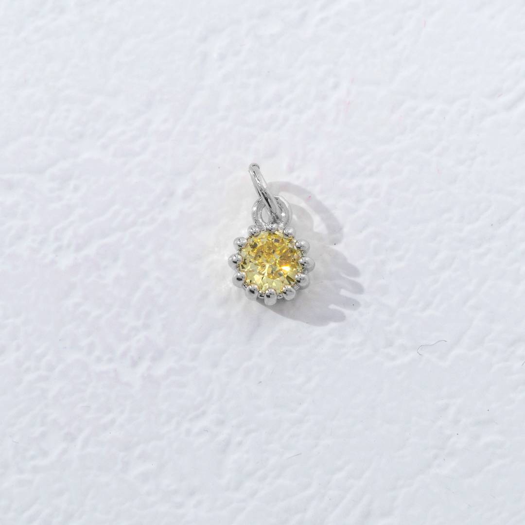 Mini Colorful Birthstone Charm DIY Charm Liontin Kalung Bulan Lahir Bulat 12 Sisi Hypoallergenic Gold Filled