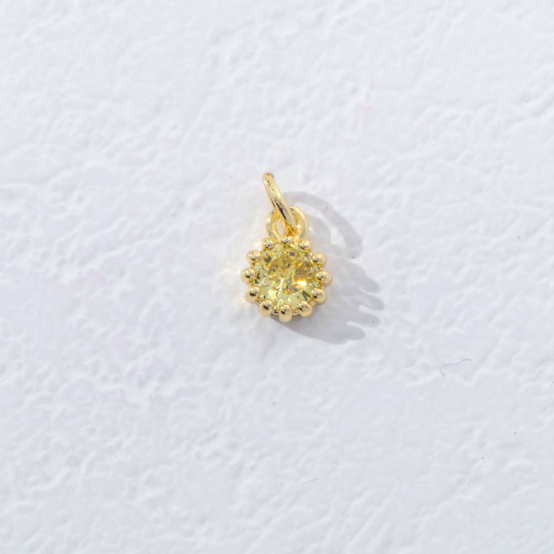 Mini Colorful Birthstone Charm DIY Charm Liontin Kalung Bulan Lahir Bulat 12 Sisi Hypoallergenic Gold Filled