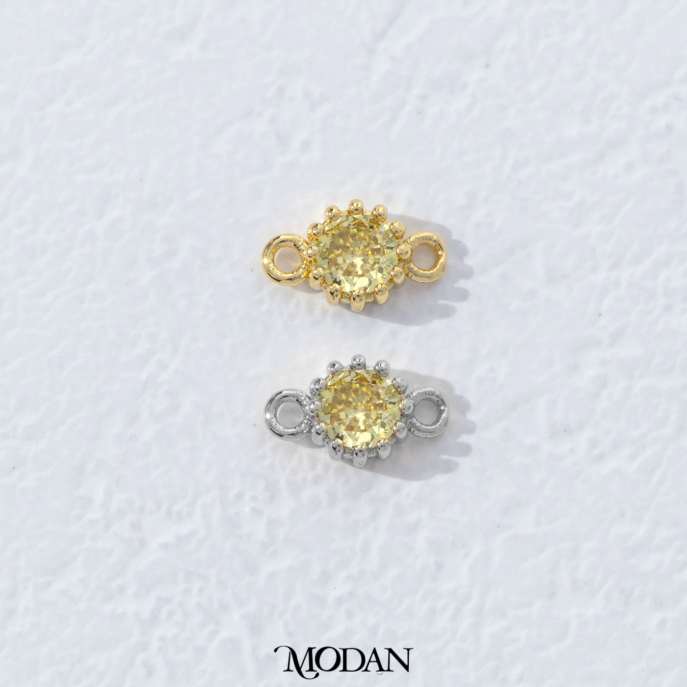 Mini Textured Birthstone DIY Connector Liontin Bulan Lahir Warna-Warni Hypoallergenic Gold Filled
