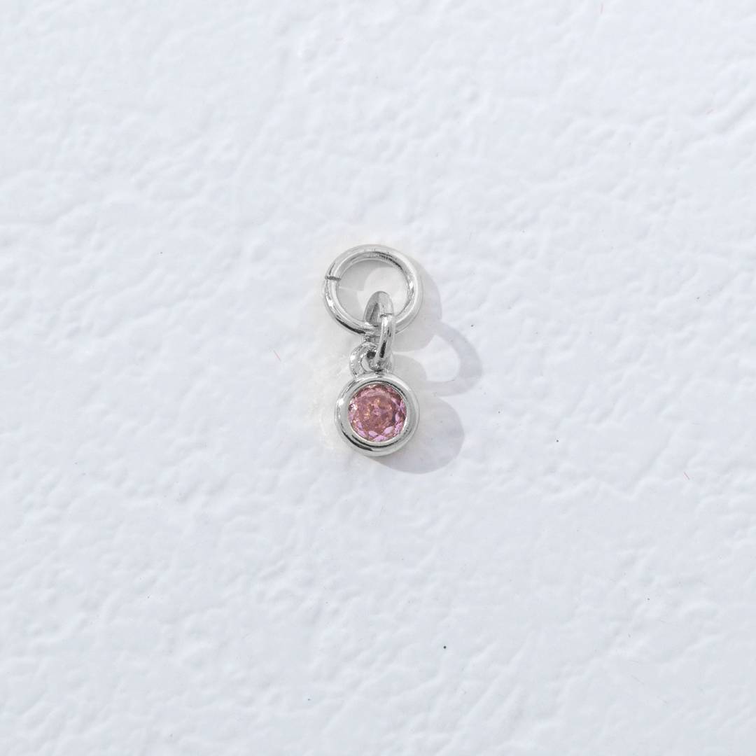 Mini Colorful Plain Round Birthstone Charm DIY Charm Liontin Kalung Bulat Polos Kecil Bulan Lahir Warna-Warni Hypoallergenic Gold Filled