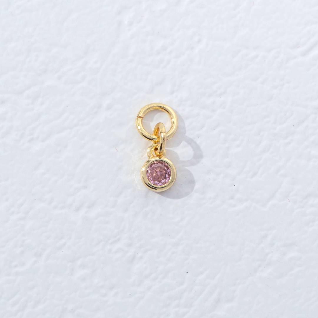 Mini Colorful Plain Round Birthstone Charm DIY Charm Liontin Kalung Bulat Polos Kecil Bulan Lahir Warna-Warni Hypoallergenic Gold Filled