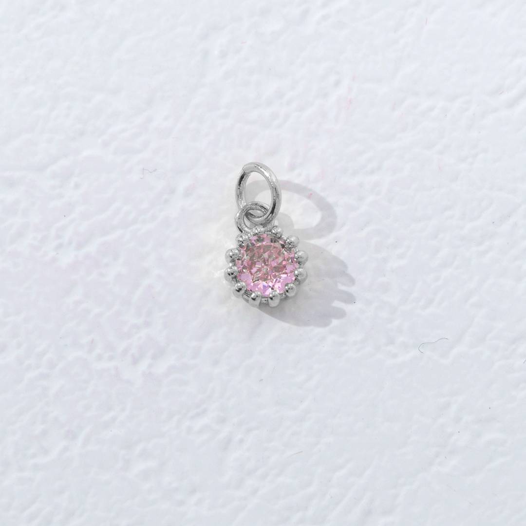 Mini Colorful Birthstone Charm DIY Charm Liontin Kalung Bulan Lahir Bulat 12 Sisi Hypoallergenic Gold Filled