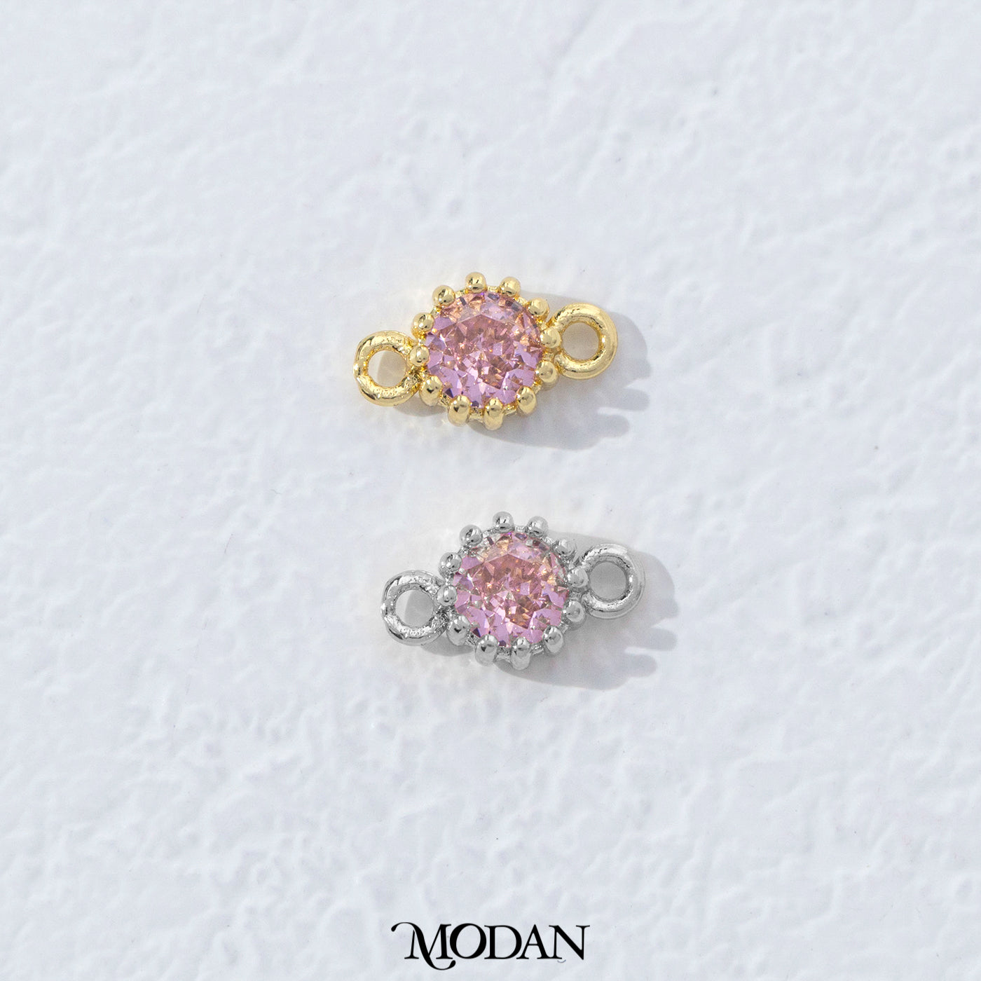 Mini Textured Birthstone DIY Connector Liontin Bulan Lahir Warna-Warni Hypoallergenic Gold Filled