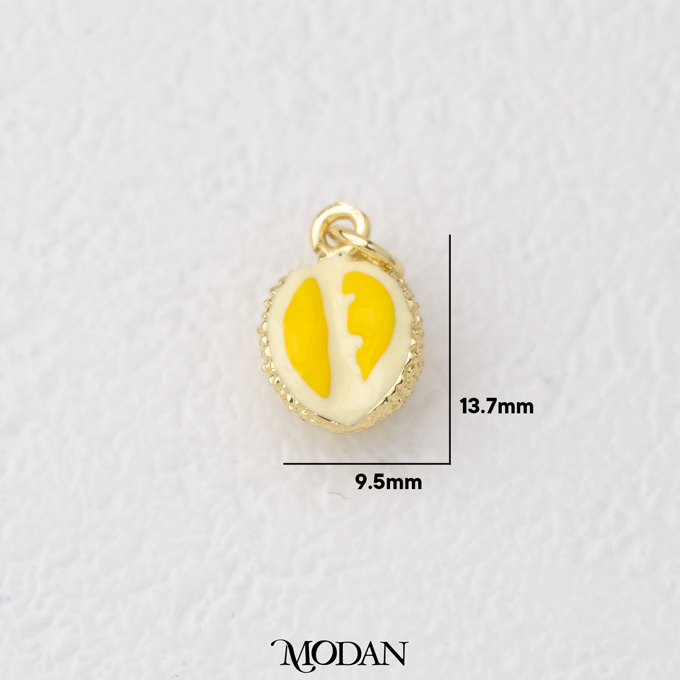 (13.7mm) Durian Tropical Fruit Enamel DIY Charm Liontin Buah Durian Hypoallergenic Gold Filled