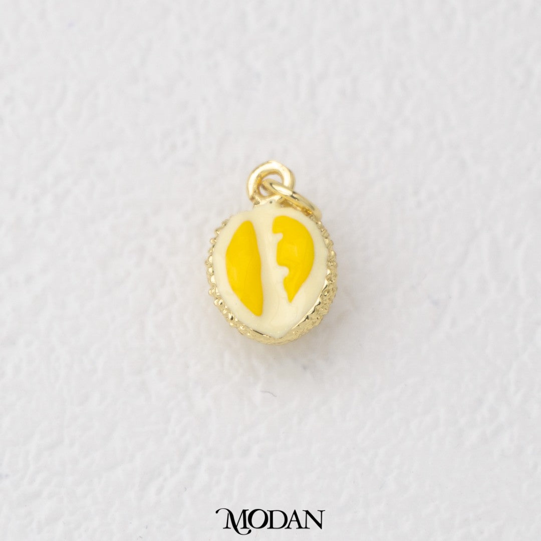 (13.7mm) Durian Tropical Fruit Enamel DIY Charm Liontin Buah Durian Hypoallergenic Gold Filled