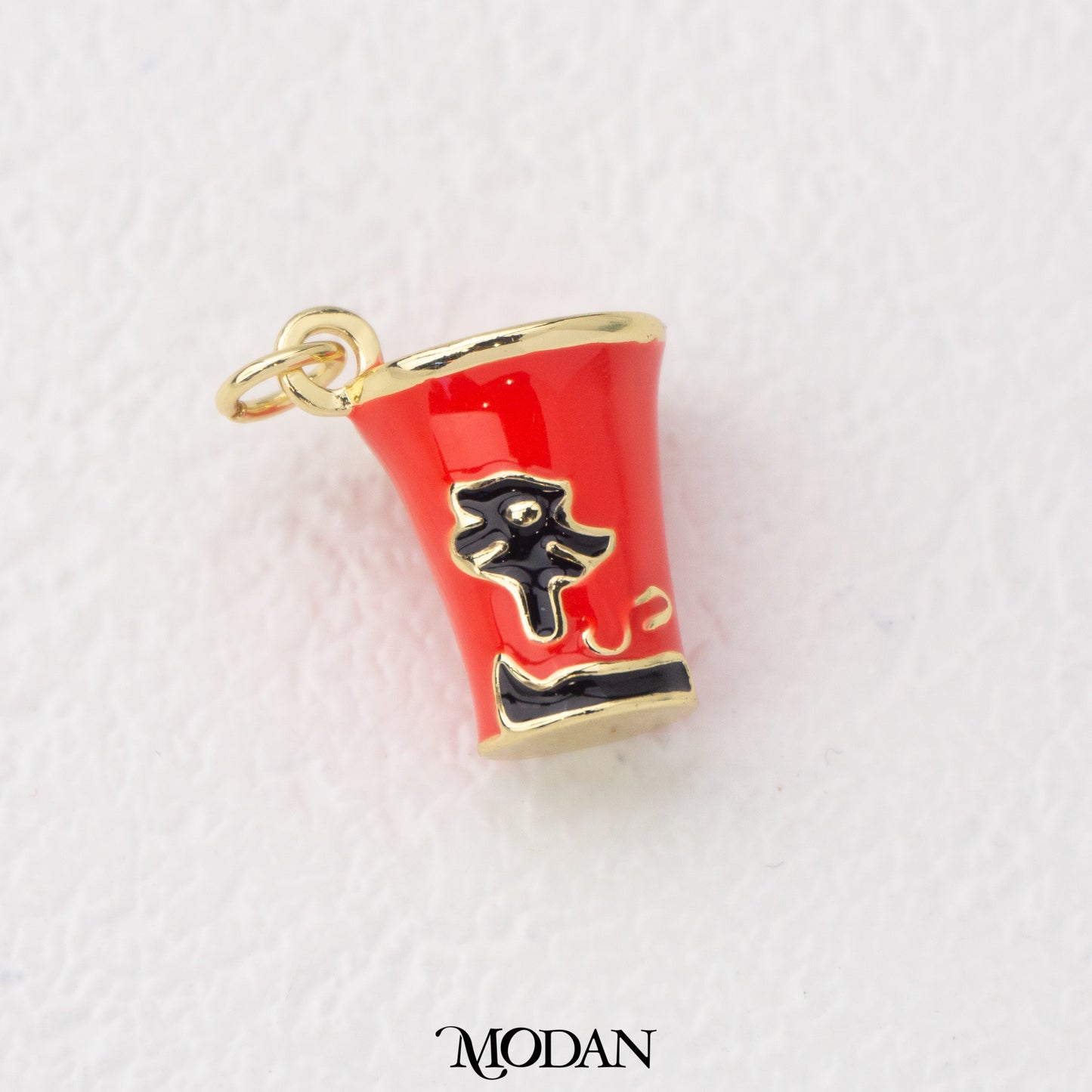 Chinese Red Cup Pendant Liontin Cup Merah Oriental Hoki Hypoallergenic Gold Filled