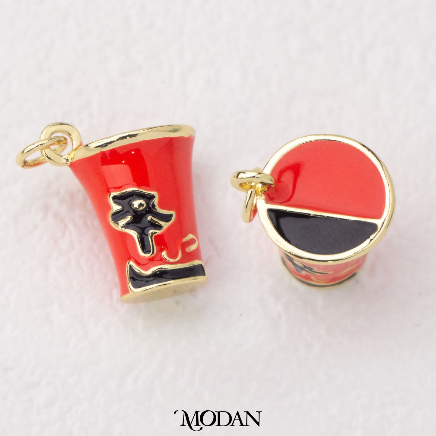 Chinese Red Cup Pendant Liontin Cup Merah Oriental Hoki Hypoallergenic Gold Filled