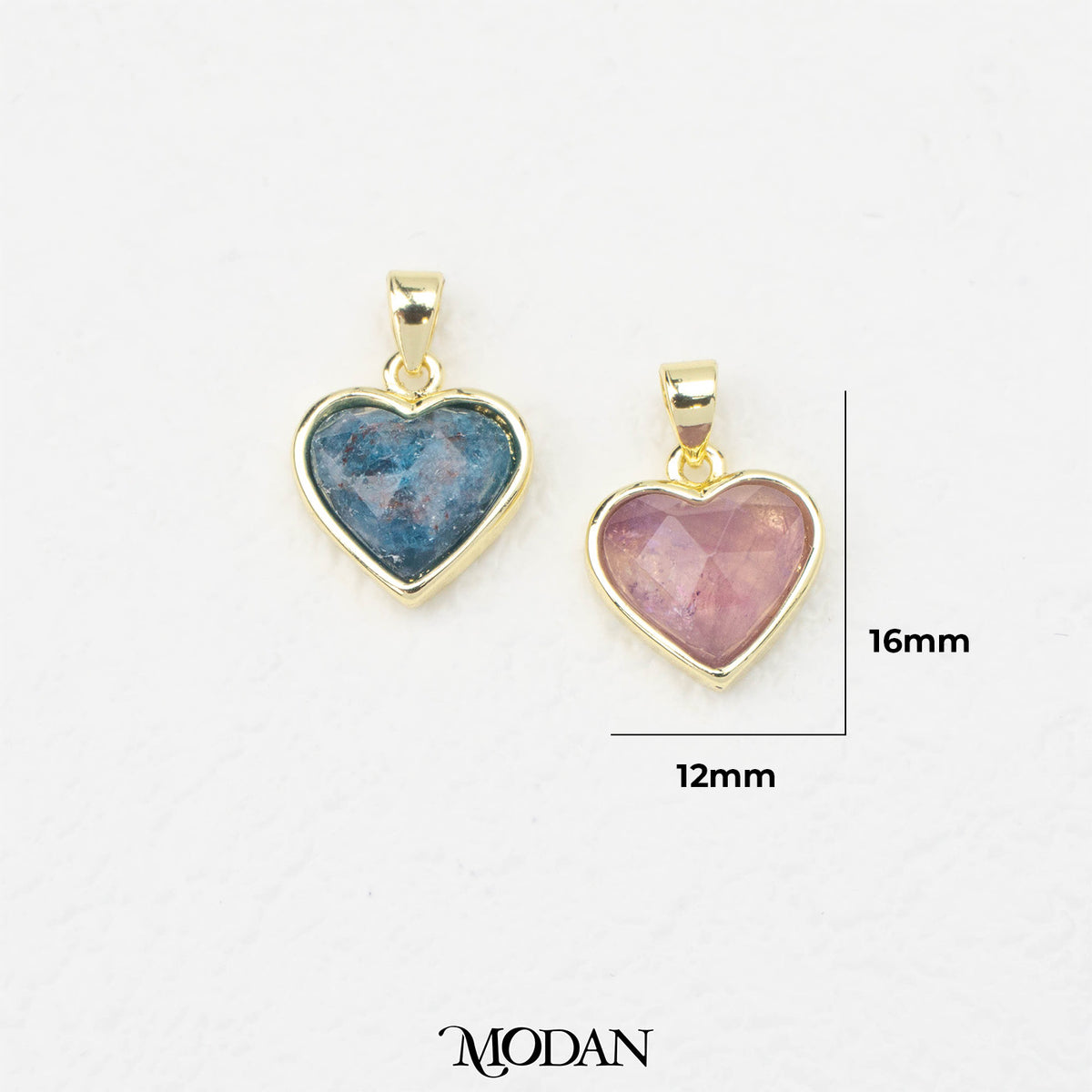 Natural Gemstones Amethyst And Blue Lapiz Heart Pendant DIY Pendant Liontin Batuan Alam Hati Love Hypoallergenic Gold Filled