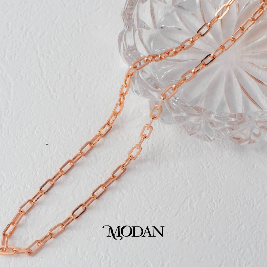 (3mm) Black Rosegold Paper Clip Chain Unfinished DIY Chain Rantai Kalung Gelang Meteran Hypoallergenic Gold Plated