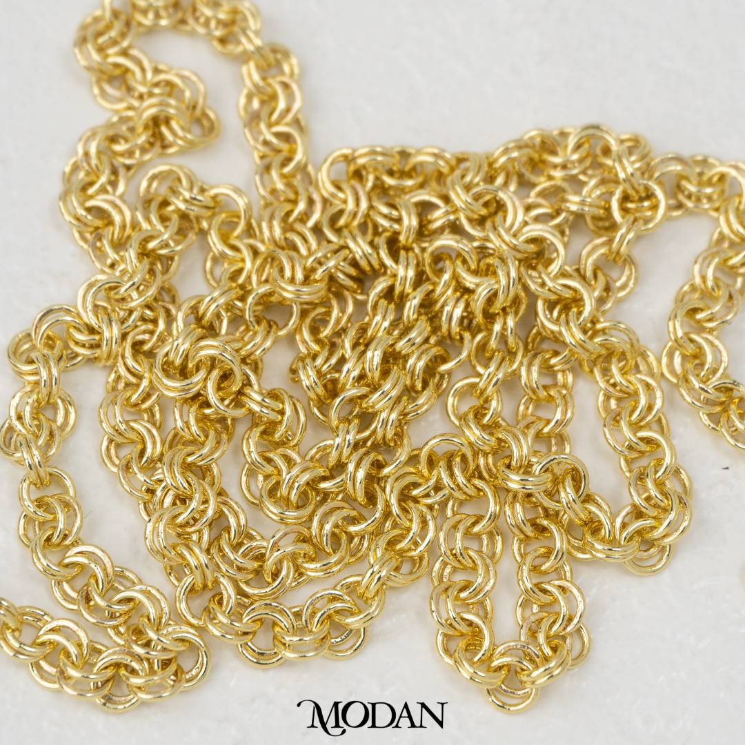 (1 meter) Two-Tier Stacked Round Rolo Chain Unfinished DIY Chain Rantai Kalung Gelang Meteran Hypoallergenic Gold Filled